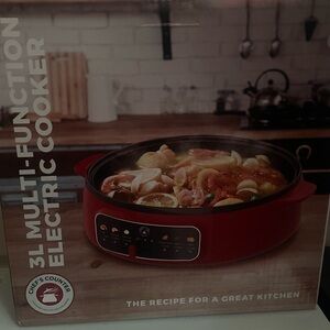 New 3L Multi-Function Electric Cooker - Red